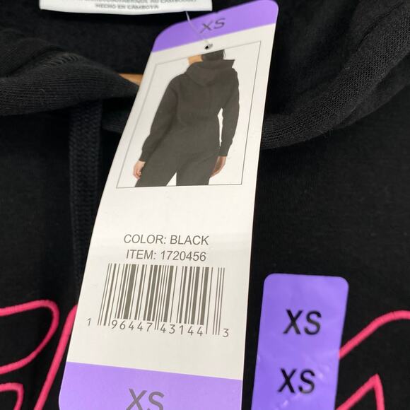 FILA NWT Black Hoodie Sweater Fila Logo Size XS Loungewear Cozy Warm Pullover - Picture 3 of 3